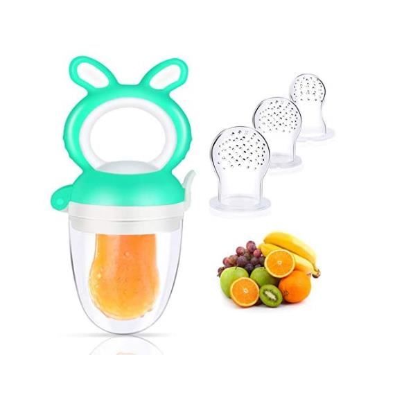 MOTRYS ® Lot de 2 Tétines d'Alimentation pour Bébé, À partir de 3 mois, Grignoteuse à fruit et légume pour diversification alimentaire, 3 tailles, Silicone sans BPA