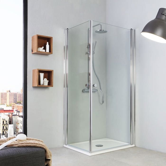 COIN DOUCHE 70X90 DEUX PORTES DE FERMETURE CRISTAL