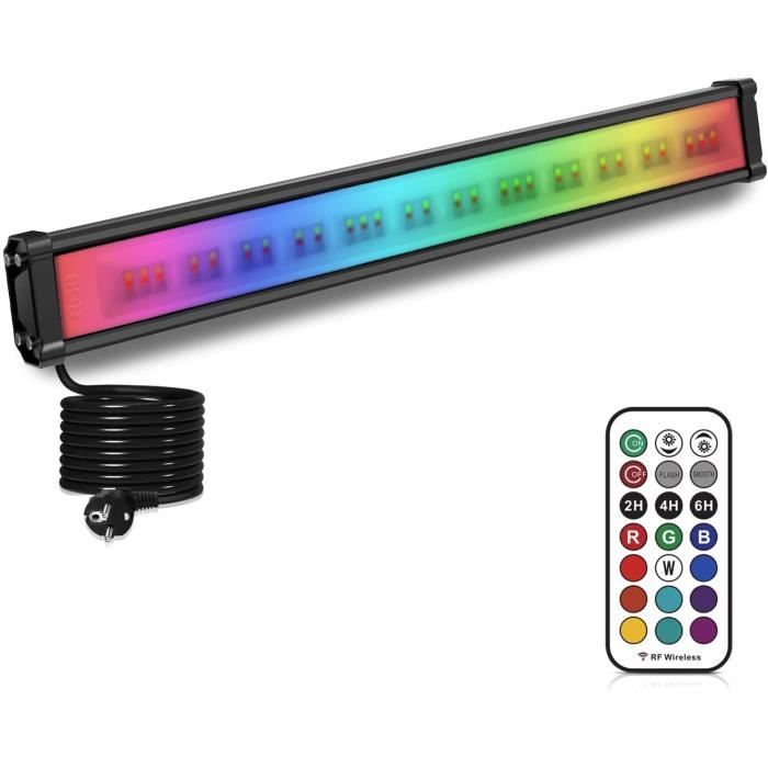 Projecteurs LED RGB Extérieur 42W Lumiere Barre LED Couleur avec  Télécommande RF 360 ° Lampe d'Ambiance IP66 Changement de Cou[531] -  Cdiscount Maison