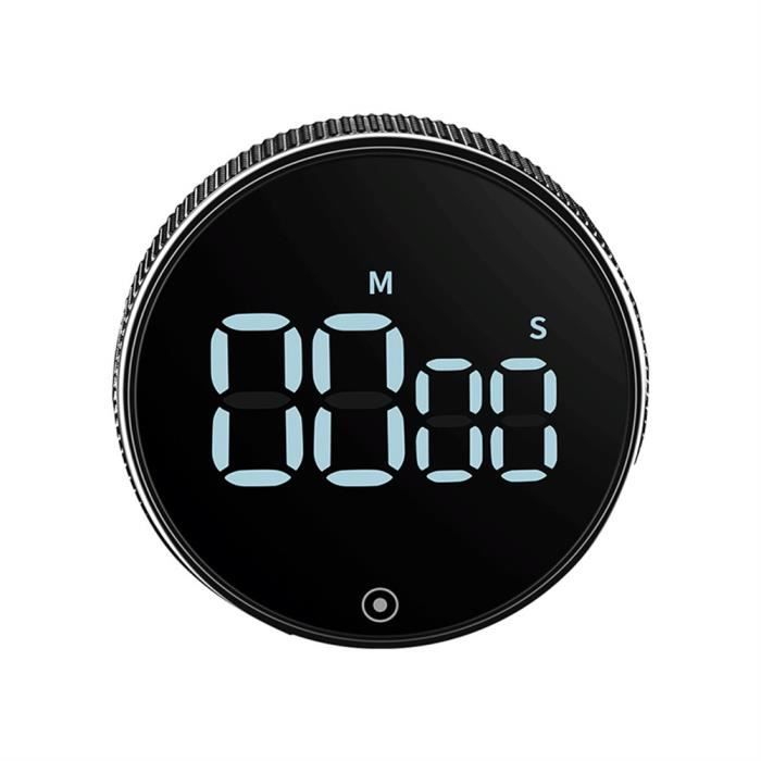 Minuterie de cuisine mécanique magnétique - compte à rebours 60 minutes  outil de gestion du temps visuel (noir)