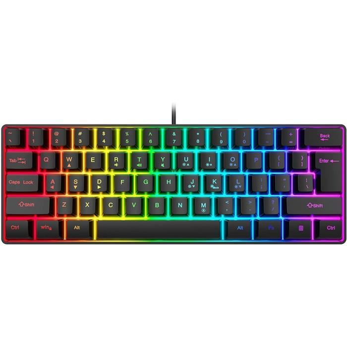 Clavier Gaming Keyboard 104 Touches Filaire USB Coloré Rgb Rétro-éclairage  Clavier Plug And Play pour Computer Gamer