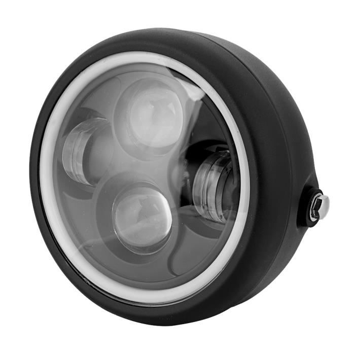 Phare à LED, phare universel rond pour moto, style rétro, phare avant à LED lumineux, moto, lampe frontale ronde
