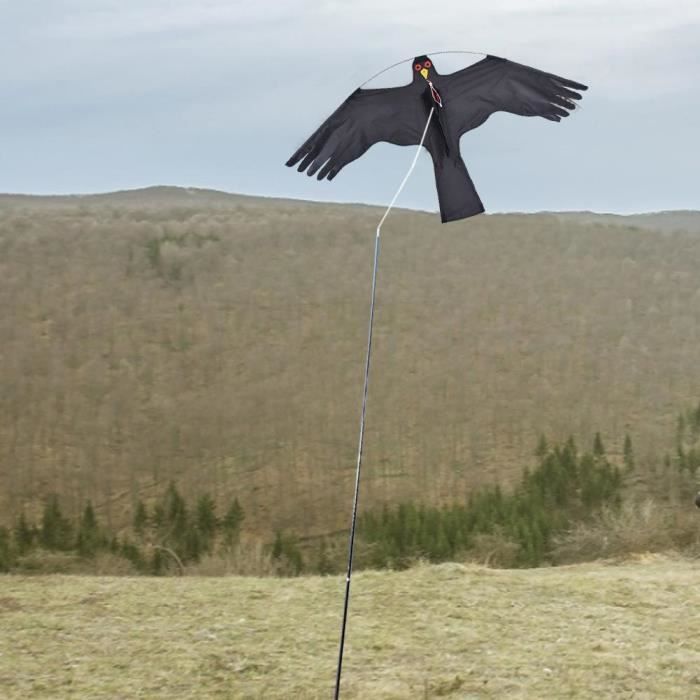 Le noir - Cerf-volant en forme d'épouvantail, pour jardin, cour, ferme, brise facile à voler, répulsif d'oise