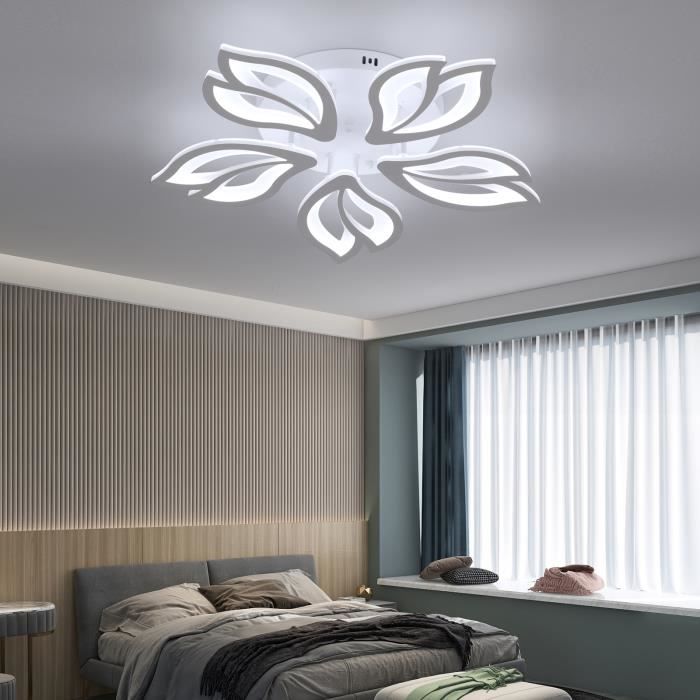 Lampe à plafond acrylique Blanc froid 5000k-6000K Chandelier à LED moderne Salon lumineux Décoration intérieure Salle à manger