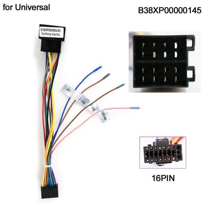 Adaptateur Autoradio 16 Broches Pour Kenwood - Fiche Vers Prise ISO DIN, Câble 16 Cm