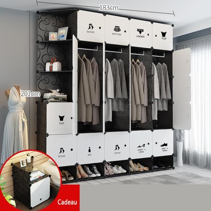 Armoire de Vêtement de Rangement Plastique Garderobe Simple 22 Casiers