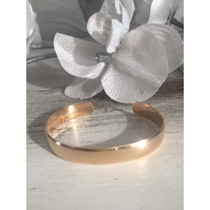 Bracelet Jonc Plaqué Or 18 Carats - Diamètre 62 Mm - Femme - Neuf Avec étiquettes