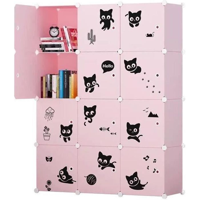 Armoire Etagere Plastique Enfants 12 Cubes Rose Armoires Meubles