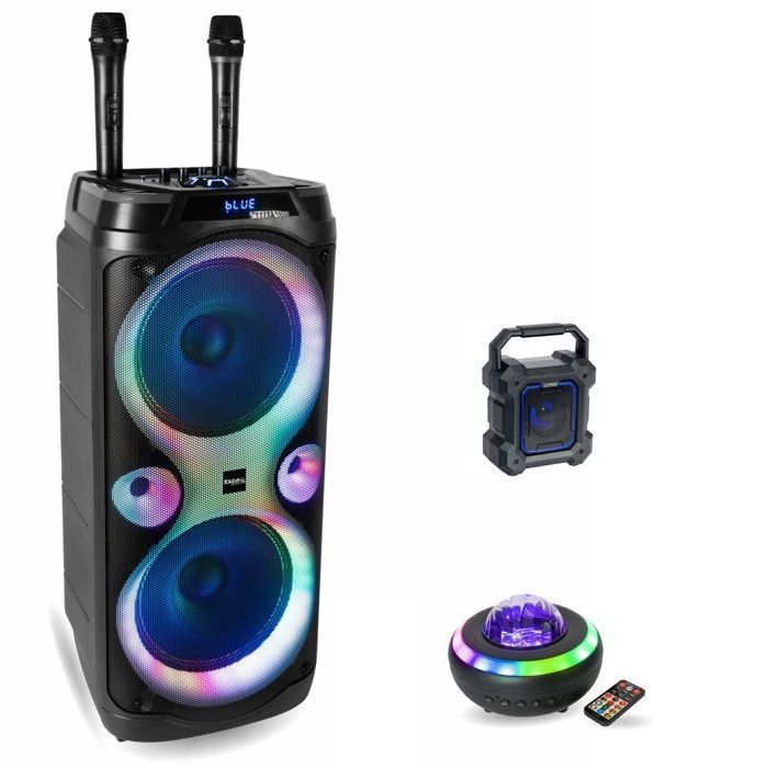 IBIZA SOUND KARAHOME-BK enceinte karaoké autonome Bluetooth avec 2 micros sans fil 120W max