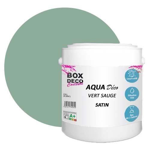 PEINTURE Teinte Vert Sauge murale acrylique aspect satin Aqua Déco - 2,5 L - 25m