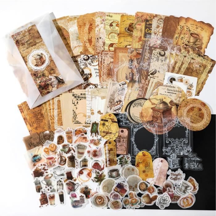 Kit Scrapbooking 346 Pièces - Style Vintage Brun - Parfait Bullet Journal - Neuf Avec étiquettes