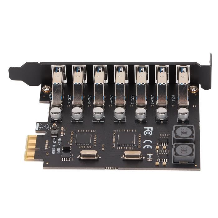 Adaptateur Carte Extension USB 3.0 PCI-E 7 Ports - Concentrateur Externe Pour PC Bureau