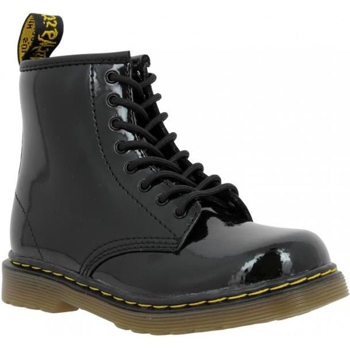 Bottines Dr MARTENS Brooklee vernis pour enfant en cuir noir - Lacets - Fille - Taille 24