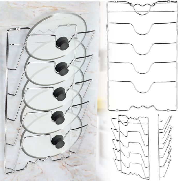 Support ustensiles Cuisine - EBTOOLS - Porte Couvercle Vertical - Argent - Fer - 434x278x97 cm