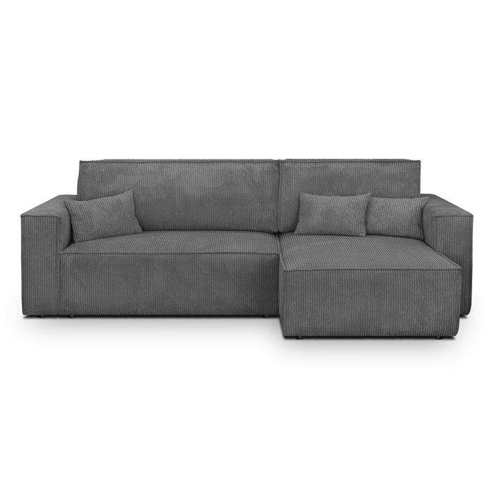 Canapé dangle convertible réversible 4 places de rangement en velours côtelé anthracite- Livia