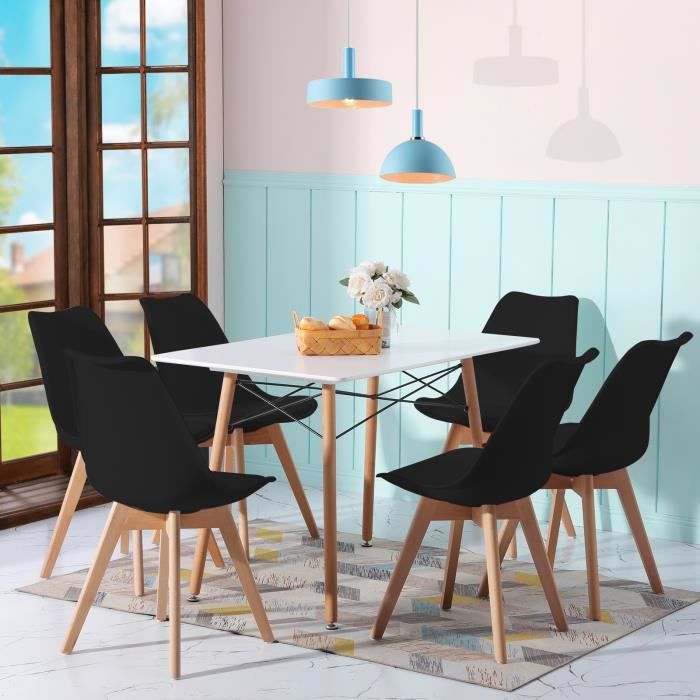 ipotius lot de 6 chaises de cuisine salle à manger scandinaves coloris noir