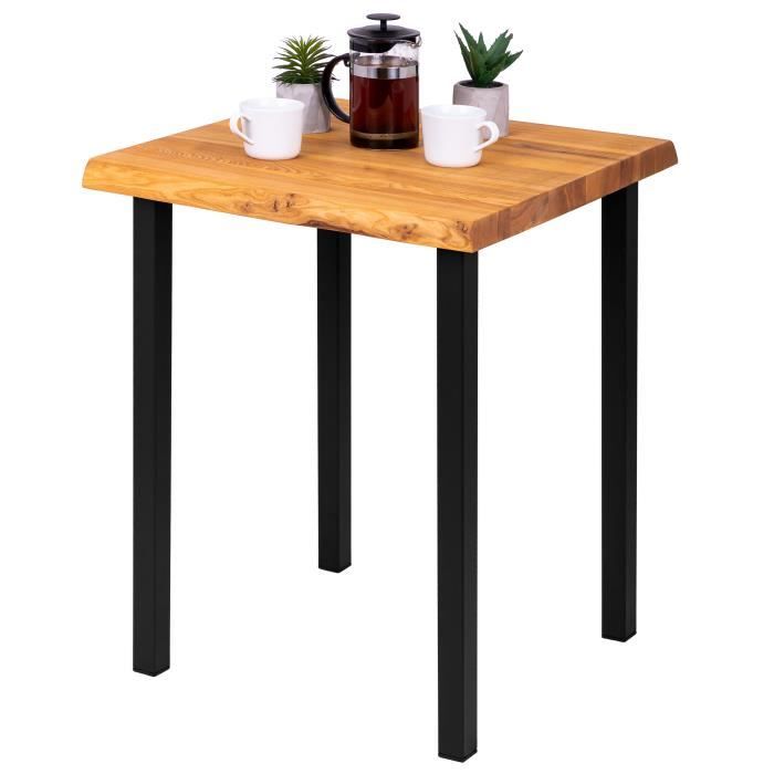 lamo manufaktur table de bar cuisine - table haute industrielle - table haute en bois - 60x60x76 cm - noir - classic - foncé