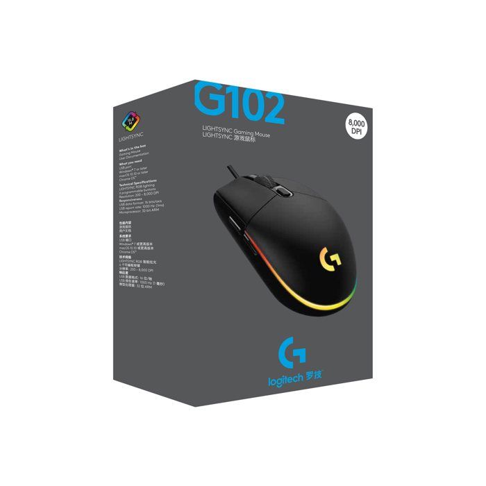 Logitech Gaming Mouse G102 LIGHTSYNC - Souris - pour droitiers - Optique - 6 Boutons - Filaire - USB - Noir