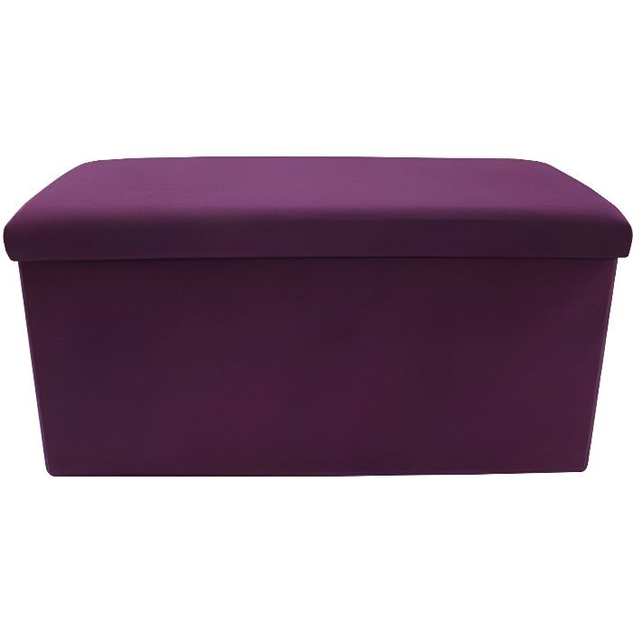 mobili rebecca pouf repose-pieds rangement violet coton 38x76x38