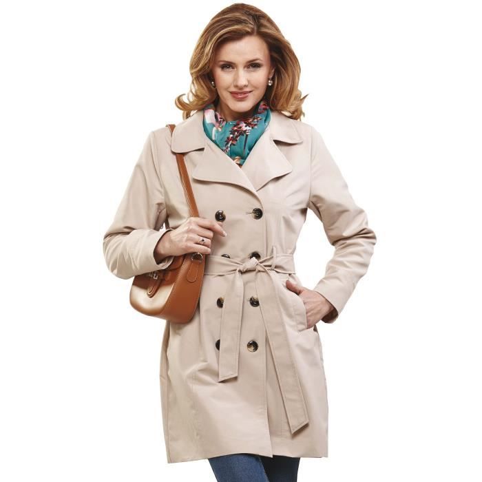 Trench Femme Chic Deperlant Beige 100% Polyester