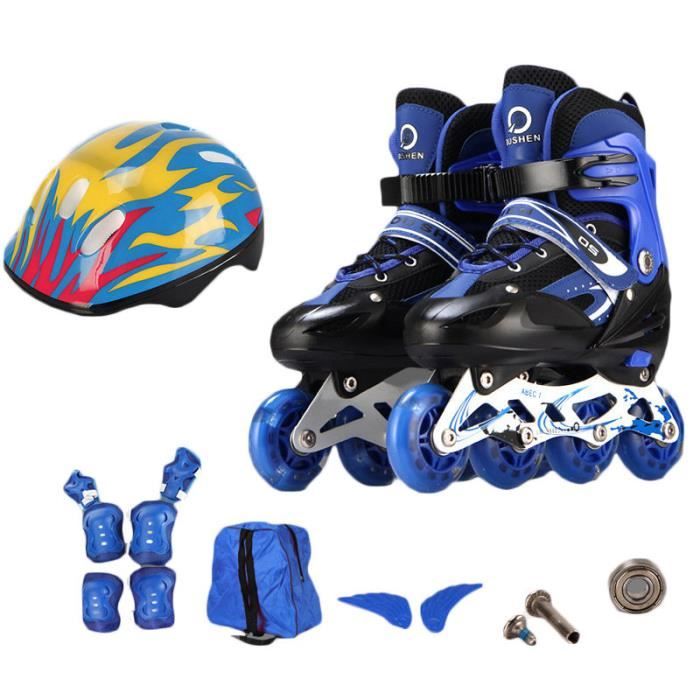 Patins A roulettes,Rollers en Ligne pour Enfants,Rollers Quad,Chaussures Sport Fille,Kick Roller Shoe Baskets Clignotantes Chaussures Rechargeables USB Respirantes,36EU