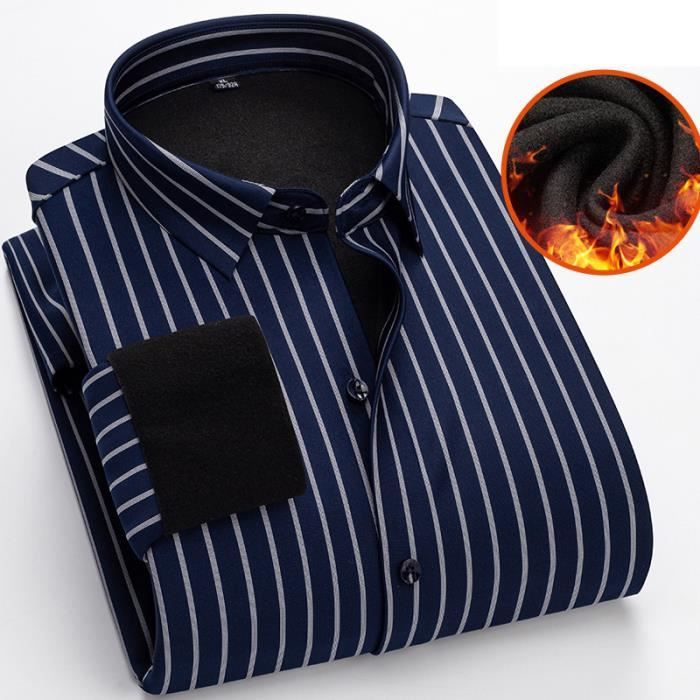 Chemise Hiver Homme Carreaux Chaude Doublée Polaire Manches Longues Avec Poche Rouge - Prêt-à-Porter