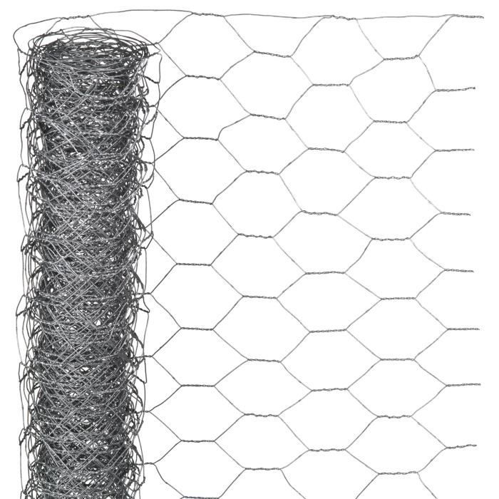 Grillage en fil de fer galvanisé hexagonal 1 x 10 m - 40 mm - NATURE