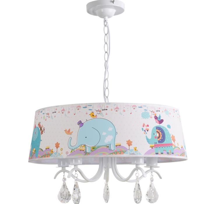 Suspension Plafonnier E27 3 Enfant Lustre Conception Abat Jour En Tissu Decore De Elephant Pour Chambre Bebe Fille Garcon O43cm Cdiscount Maison