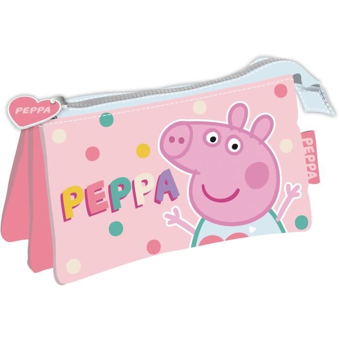 Trousse à Crayons Peppa Pig Métal - Coffret Fournitures Scolaires Rose - Inclus Carnet, Règle, Gomme, Crayons