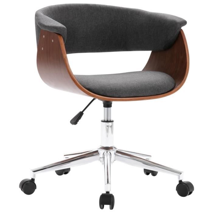 omabeta chaises de bureau - chaise pivotante de bureau gris bois courbé et tissu - meubles haut de gamme - m01507