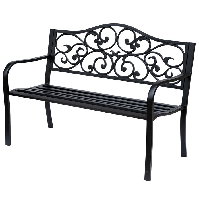 Outsunny - banc 3 places - Métal - 127x60x89cm - Noir