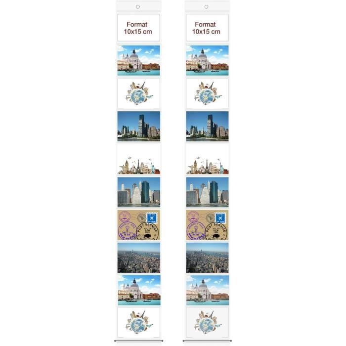 Cadre Pele Mele 2 Porte-photos Muraux Paysage - 16 Photos 10x15cm Chacun, Plastique Transparent Affichage Photos Décoration