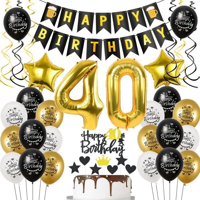 Décoration Anniversaire 40 Ans - Kit Complet Vert Saugé Et Or Avec Ballon Chiffre 32", Bannières, Guirlandes