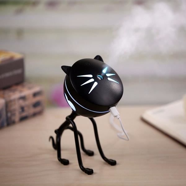 TEMPSA Chat Mini Air Humidificateur Huile Essentielle Aroma Diffuseur USB lampe de nuit NOIR
