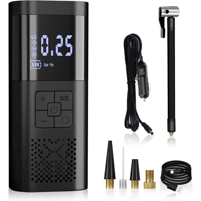 Pompe à Air électrique Portable 150 PSI - Sans Fil, Batterie 6000 MAh, Recharge USB-C Pour Voiture Vélo - 9