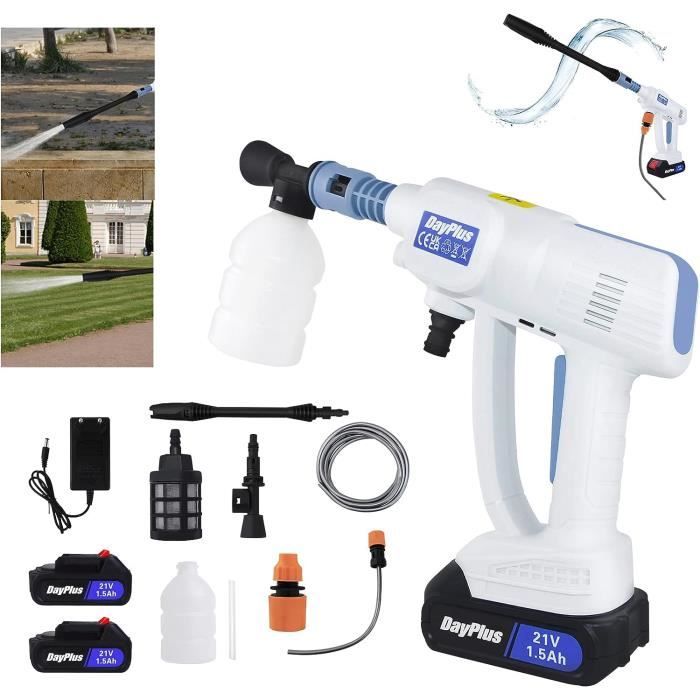 Nettoyeur Haute Pression Sans Fil Portable - 2 Batteries 16680VF, Jet 8m, 5 Modes - Pour Voiture, Jardin, Terrasse