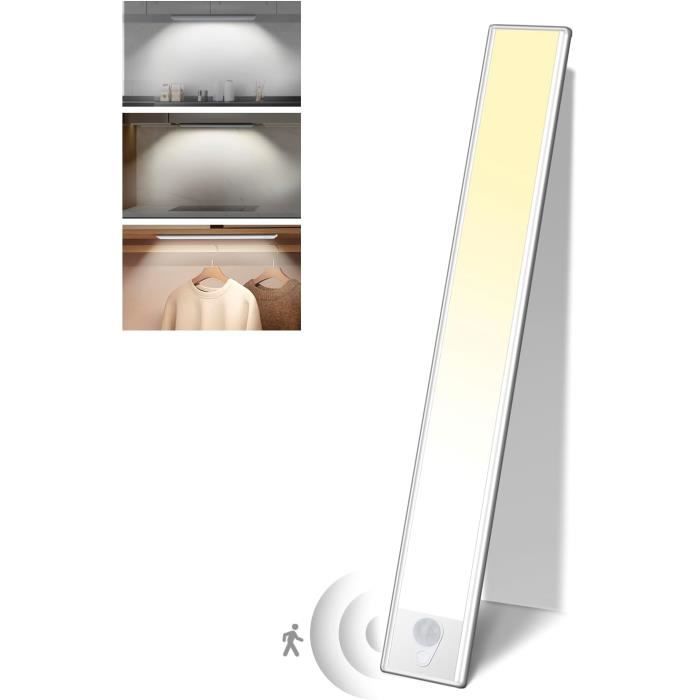 Lampe Sous Meuble Avec Détecteur Réglette LED Cuisine 40cm Rechargeable Avec Détecteur - 3 Couleurs, Aimant, 186 LEDs, USB-C - QUNTIS
