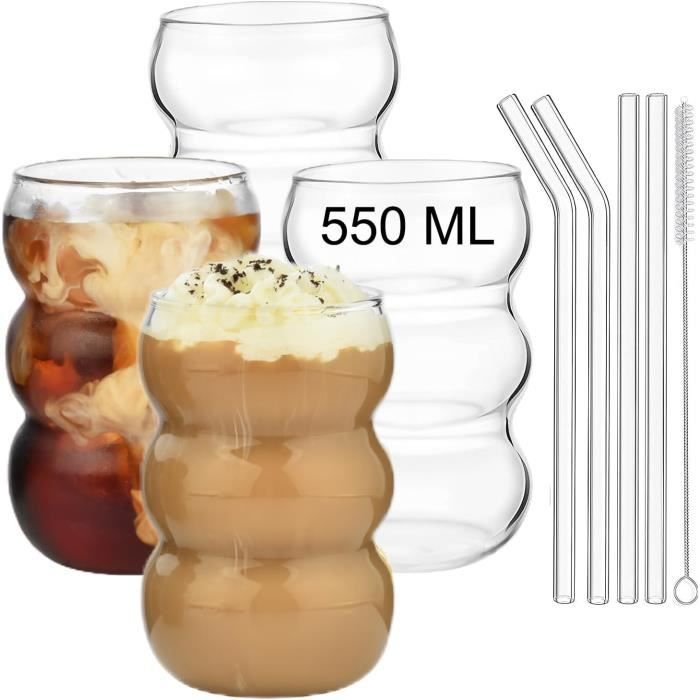 MEIMUCUL verre canette avec couvercle et paille,6 pièce verre à cocktail,aesthetic verre,grand verre a smoothie,verre caramel macchiato idéal pour whiskey,soda,cade | Votre wishlist sur