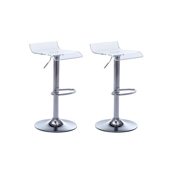 Lot de 2 tabourets de bar OLIVER - Acrylique - Transparent