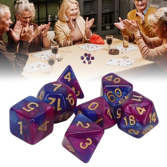 Lot de 7 Dés à jouer Jeux de Société Angles Arrondis , Jeu de dés ...