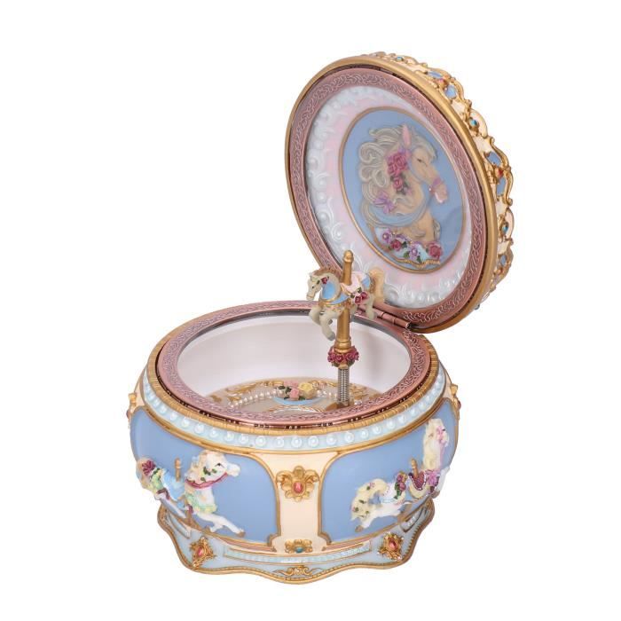 Carrousel Musical Royal Baby - Chevaux, Rouge, Boîte à Musique Cadeau Naissance