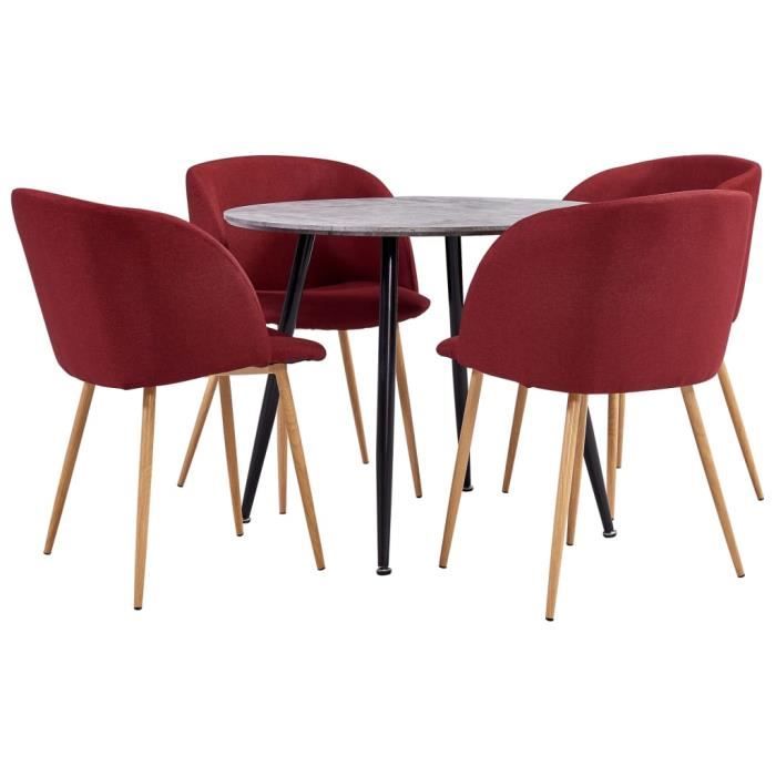 VidaXL Ensemble de salle à manger 5 pcs Tissu Rouge bordeaux