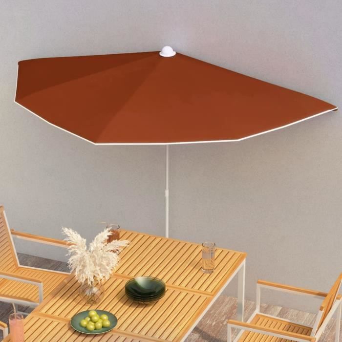 vidaXL Demi parasol de jardin 180x90 cm cuite - vue 2
