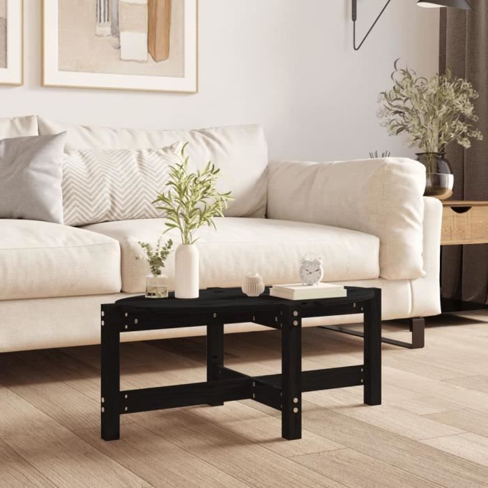 vidaXL Table basse Noir 87x48x35 cm Bois massif de pin 822326