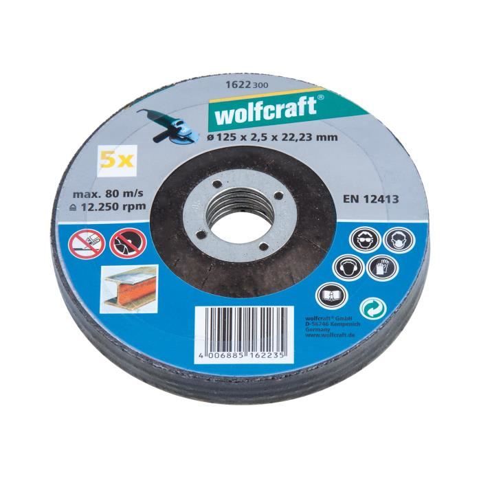 WOLFCRAFT 5 Disques à tronçonner métal- Ø 125 mm x 2.5 - Cdiscount Bricolage