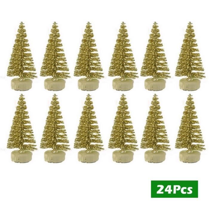 SAPIN DE NOEL,gold 6.5cmMini sapin de noël et nouvel an, 24 pièces