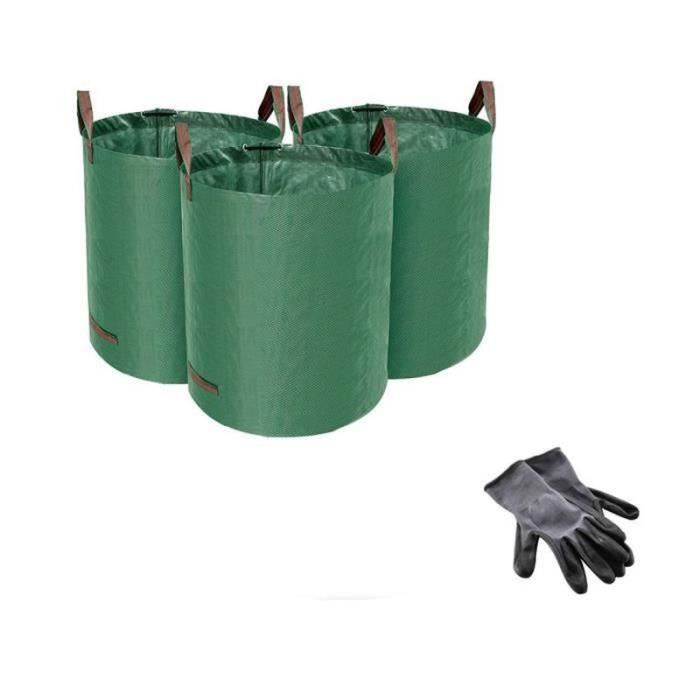 Lot De 2 Grands Sacs De Jardin 500 L - Vert, Polypropylène Tissé - Poignées Renforcées - Réutilisables Pour Feuilles, Débris