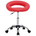 503608 - Design Furniture | Chaise de travail roulante Tabourets de bar - Tabouret à roulettes Tabouret de bureau Rouge Similicuir-1