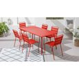 Ensemble table de jardin et 6 chaises - Acier - Palavas - Rouge-1