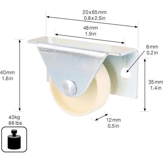 Roulette De Rechange Wagner - Diamètre 125 Mm, Charge Max 90 Kg - Fixe/pivotante, Bande De Roulement Plastique - Pour Meuble, Appareil - Blanche